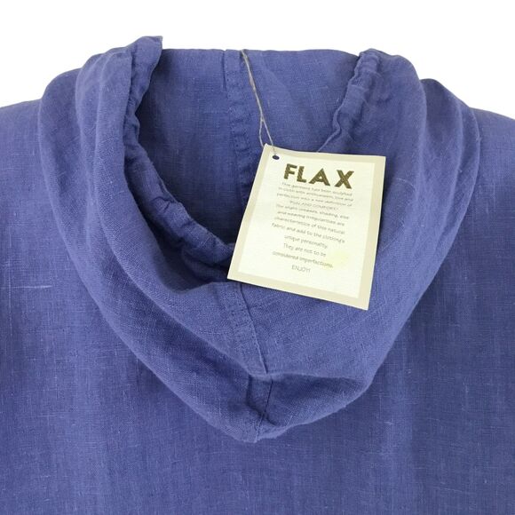 FLAX Lithuanian Linen Hoodie Jacket Wmn M Periwinkle Full Zip Lagenlook BOHO NWT - Picture 9 of 16